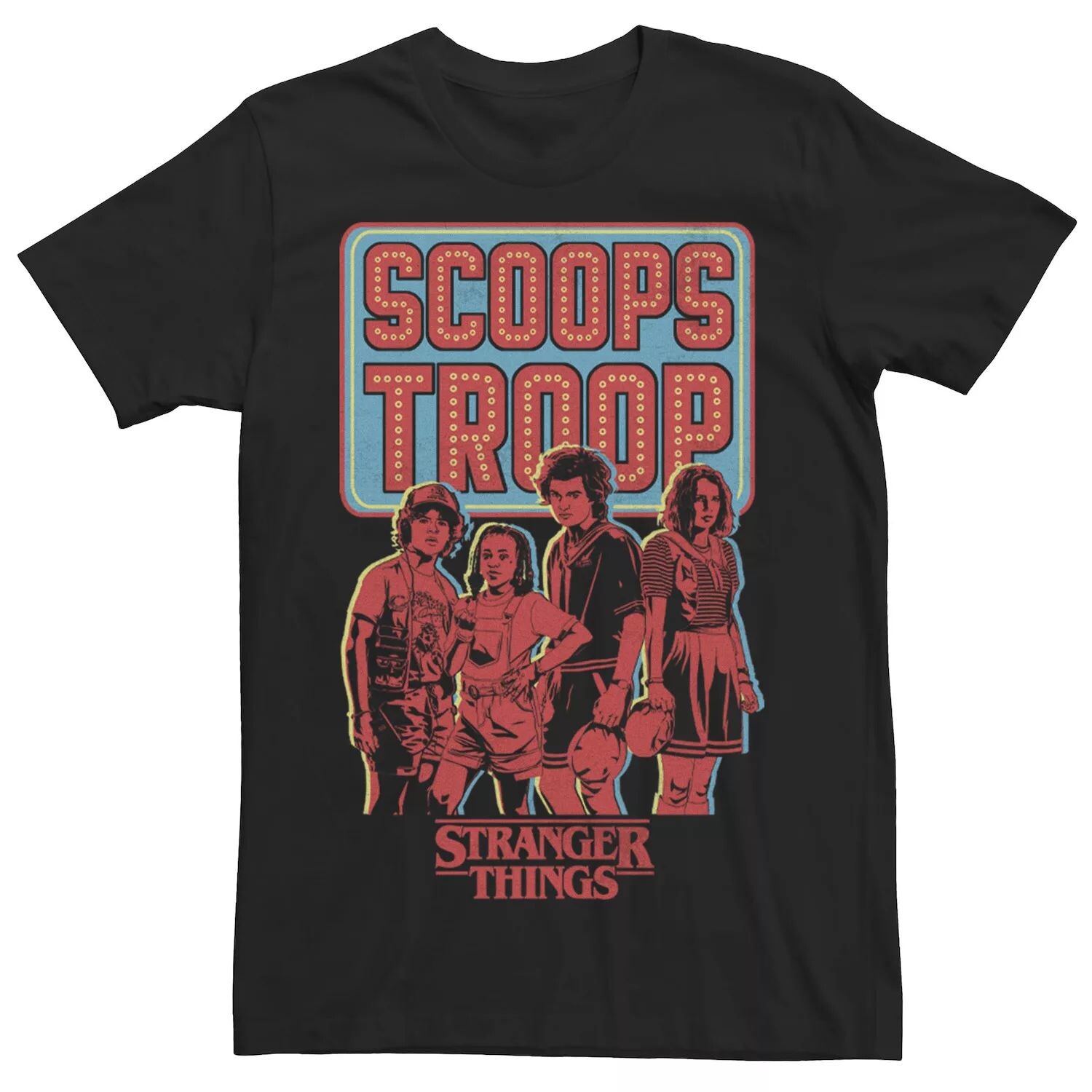 

Мужская футболка с портретом Netflix Stranger Things Scoops Troop Licensed Character