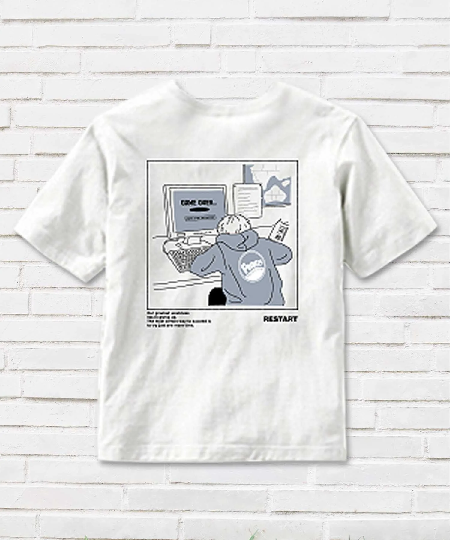 Детская футболка с вышивкой и принтом THE CASUAL белая