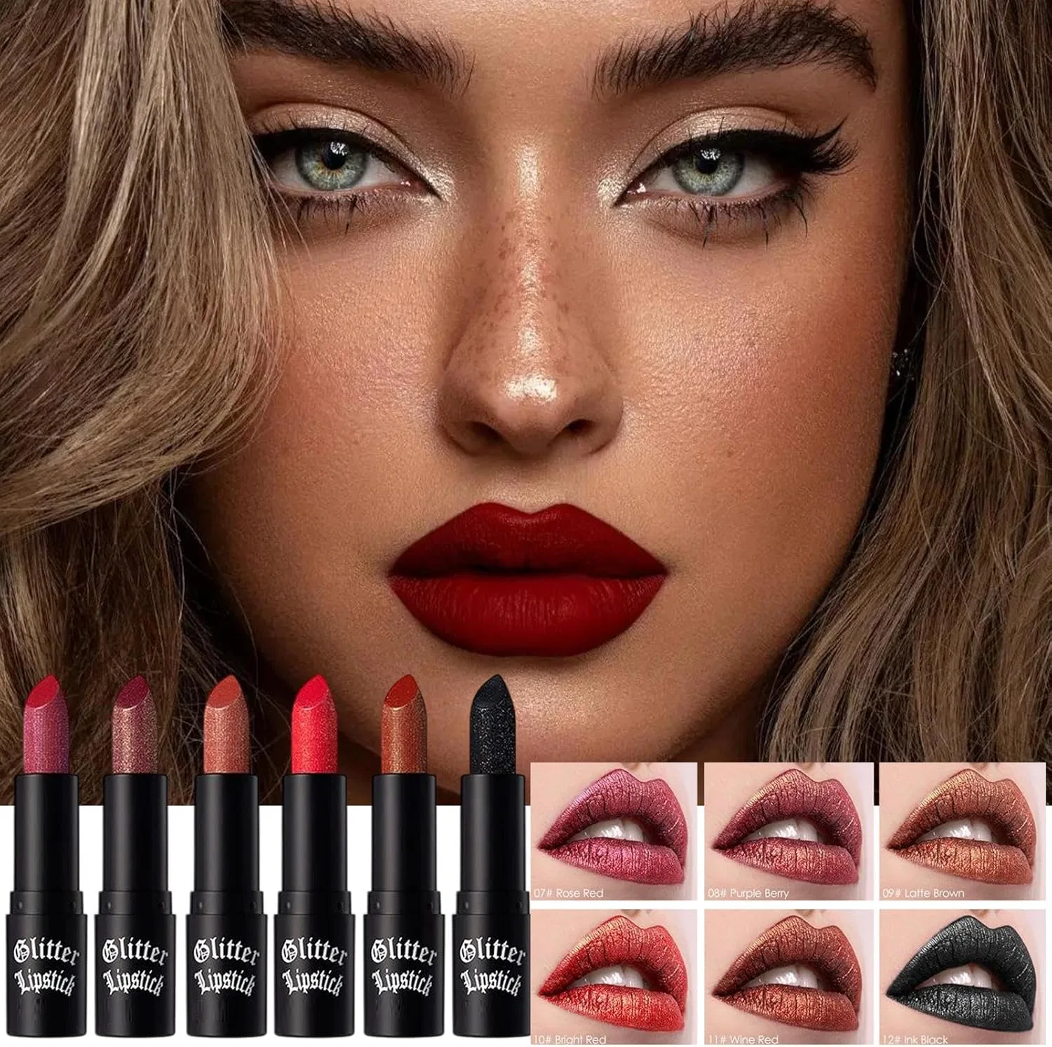 Набор блесков для губ Glitter Lipstick 6 шт., белый — фото 2