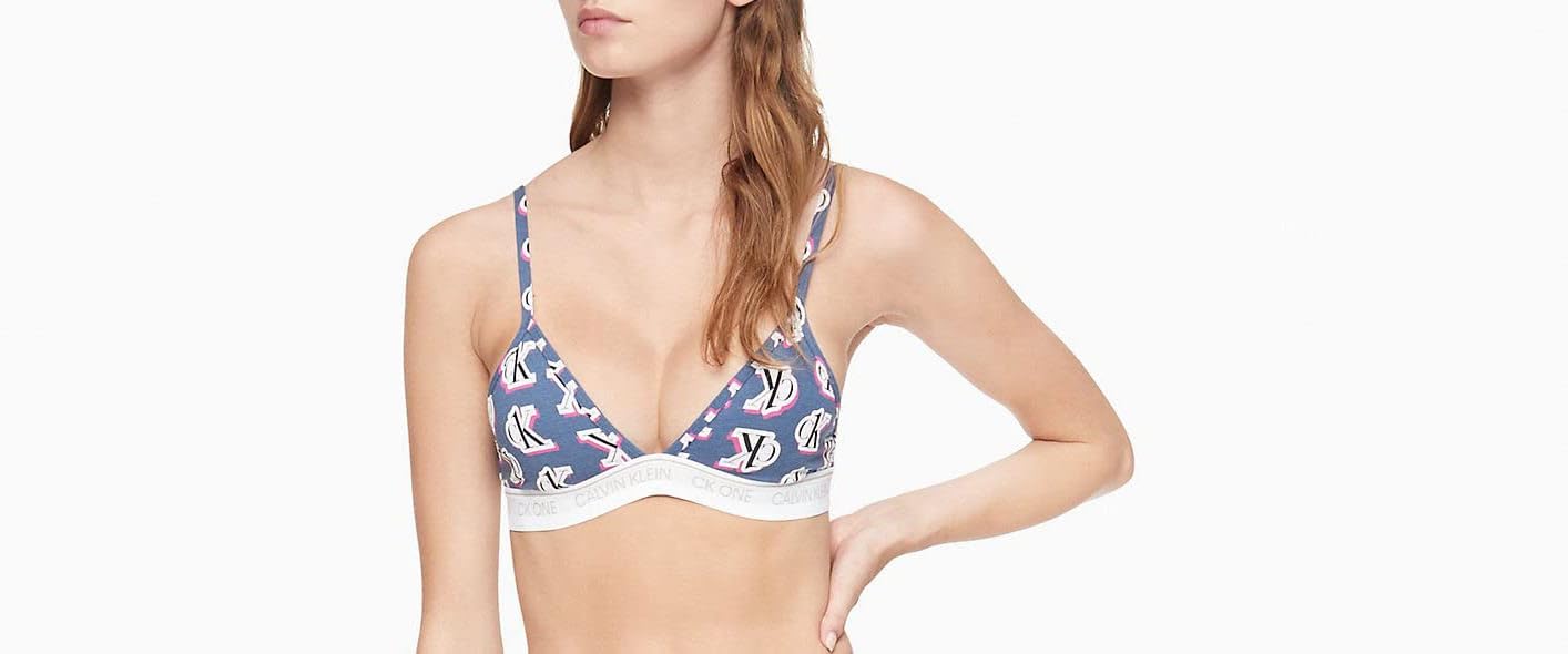 Женский бюстгальтер-бралетт Calvin Klein CK One без подкладки с треугольными чашечками, S_Blue(Qf5953-400)/White — фото 2