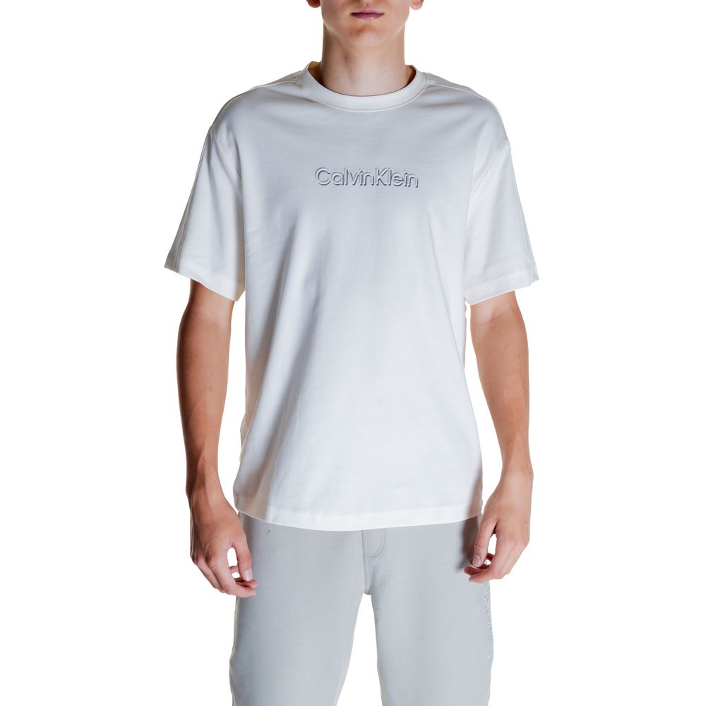 

Футболка из хлопка кремового цвета Calvin Klein