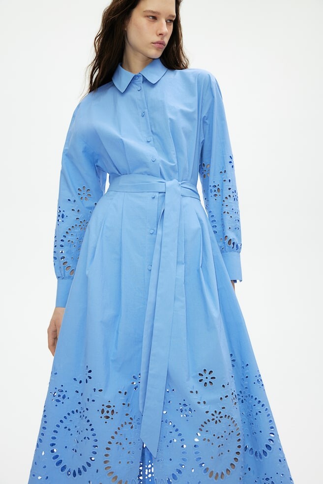

Блузка платье с вышивкой ришелье H&M, синий