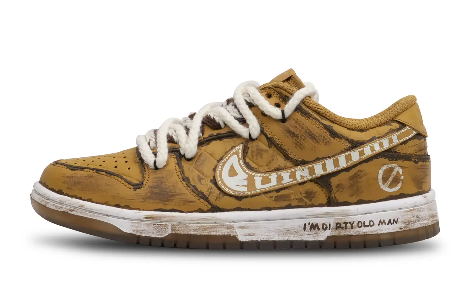 

Кроссовки Nike Dunk Skateboarding Shoes Women's Low-top Brown/white, цвет Wheat