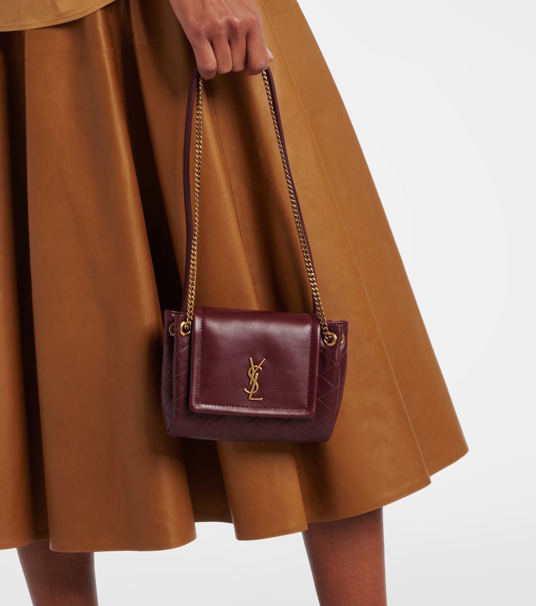 Миниатюрная кожаная сумка-кроссбоди Nolita Mini Saint Laurent, Lt Hot Wine — фото 2