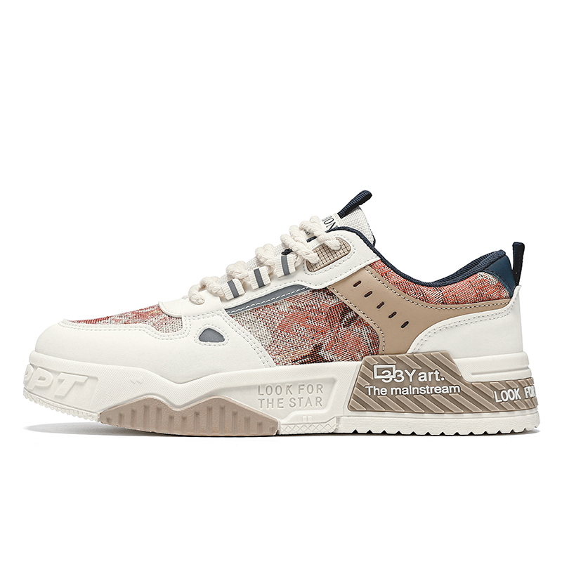 

Детские кроссовки для скейтбординга с низким верхом, устойчивые к истиранию Izumi Chiryū, бежевый/красный