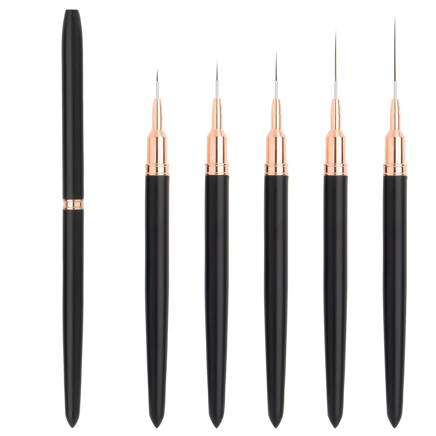 Набор тонких кистей для нейл-арта LEA-SHALL, 5 шт. Lea-Shall, 5 Pieces Black Series 5/8/12/20/25 Mm