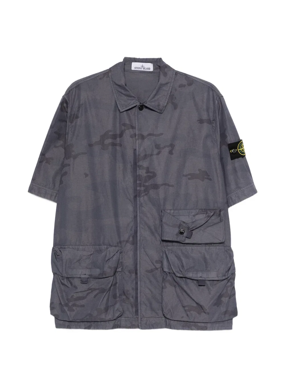 Рубашка с камуфляжным карманом Stone Island, серый