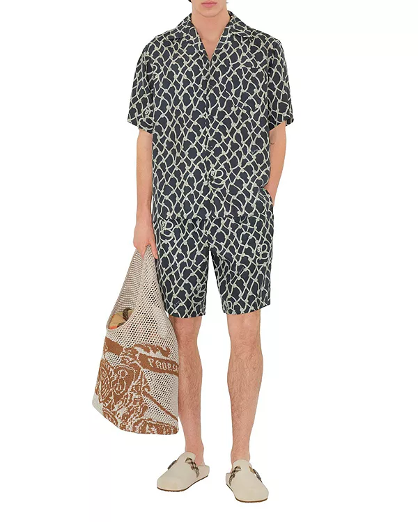 

Рубашка из шелкового поплина свободного кроя с узлом Burberry, серый