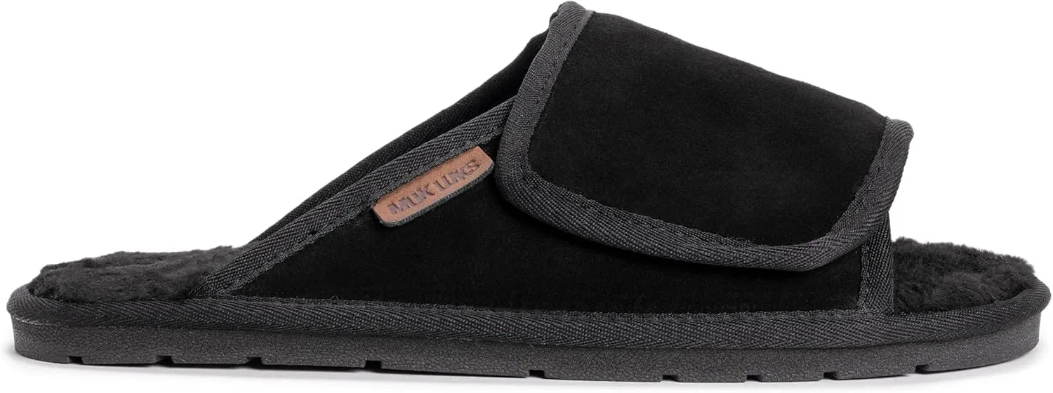Тапочки открытые, из натуральной кожи, MUK LUKS, черный — фото 3