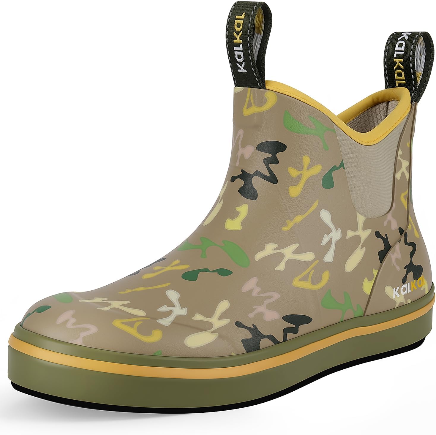 

Мужские сапоги Kalkal Deck, противоскользящие, для рыбалки в соленой воде, с памятью формы, водонепроницаемые резиновые ботинки до щиколотки для парусного спорта (Размер 7-14), Earth Tone