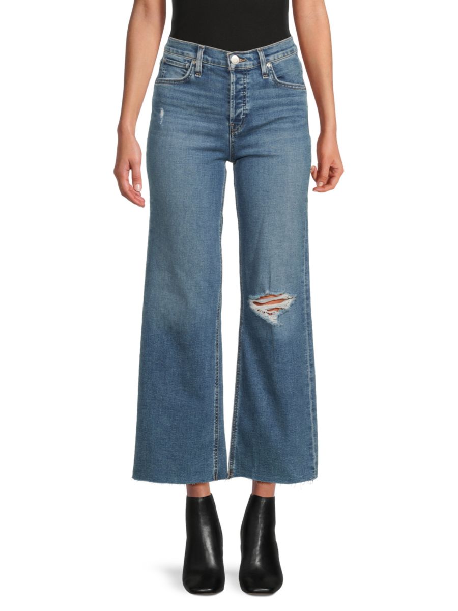 

Джинсы Rosie с высокой талией и потертостями, широкие до щиколотки Hudson Jeans, цвет Uptown