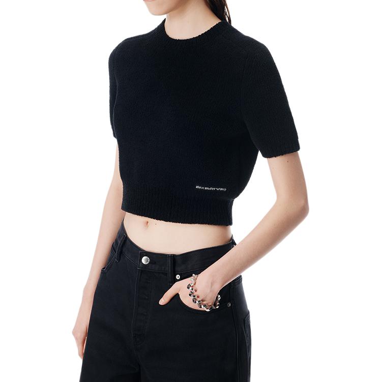 Alexander Wang Женская черная футболка с круглым вырезом, умеренно зауженной талией — фото 4