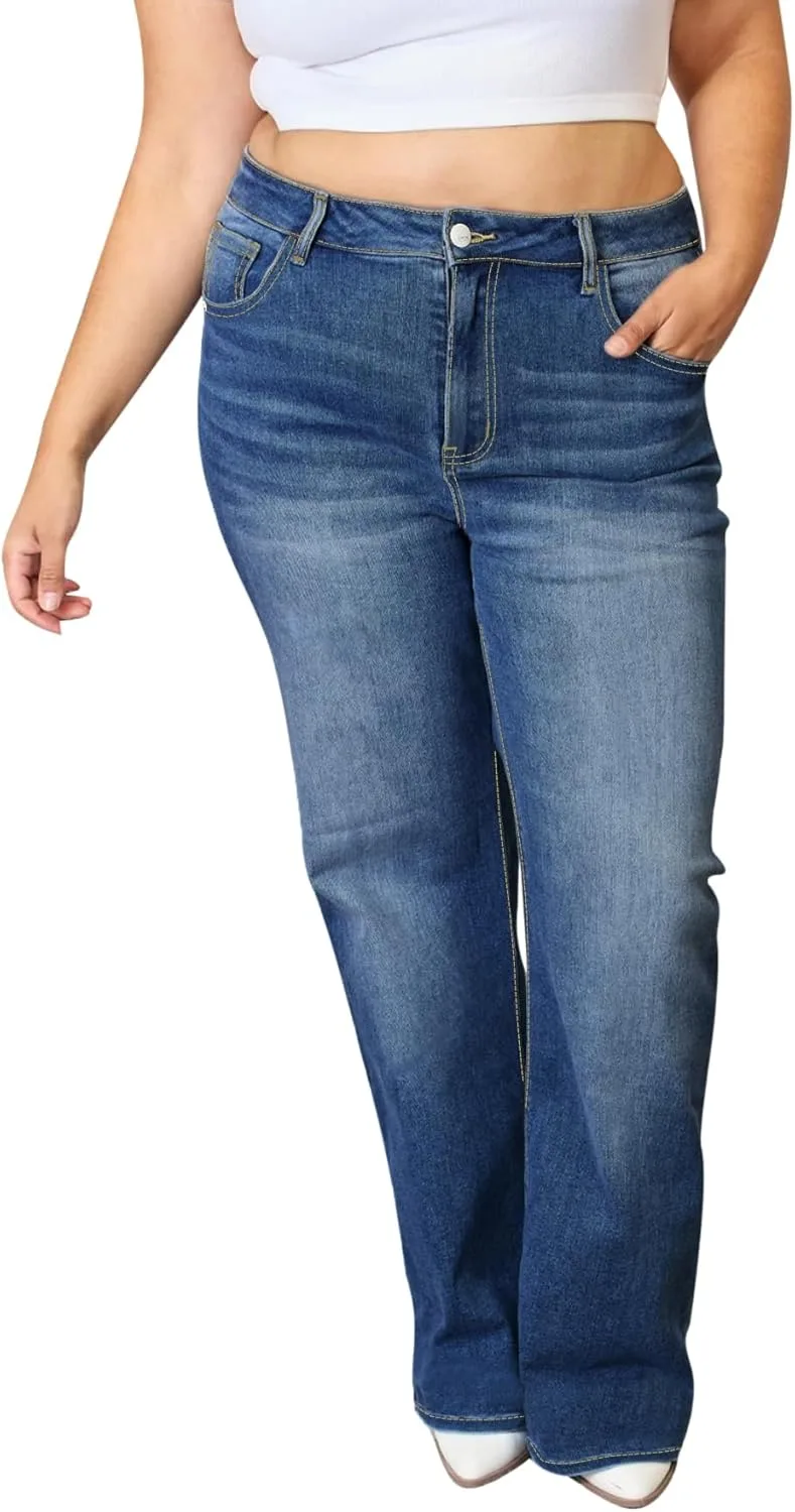 

Плюс сайз мешковатые джинсы для женщин с широкими штанинами HONGJUBGT