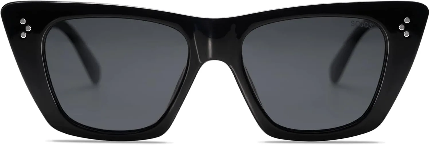 

Солнцезащитные очки SOJOS Retro Trendy Cat Eye с поляризованным покрытием для женщин, стильные, с защитой от УФ-излучения UV400, модель SJ2199, Black/Black