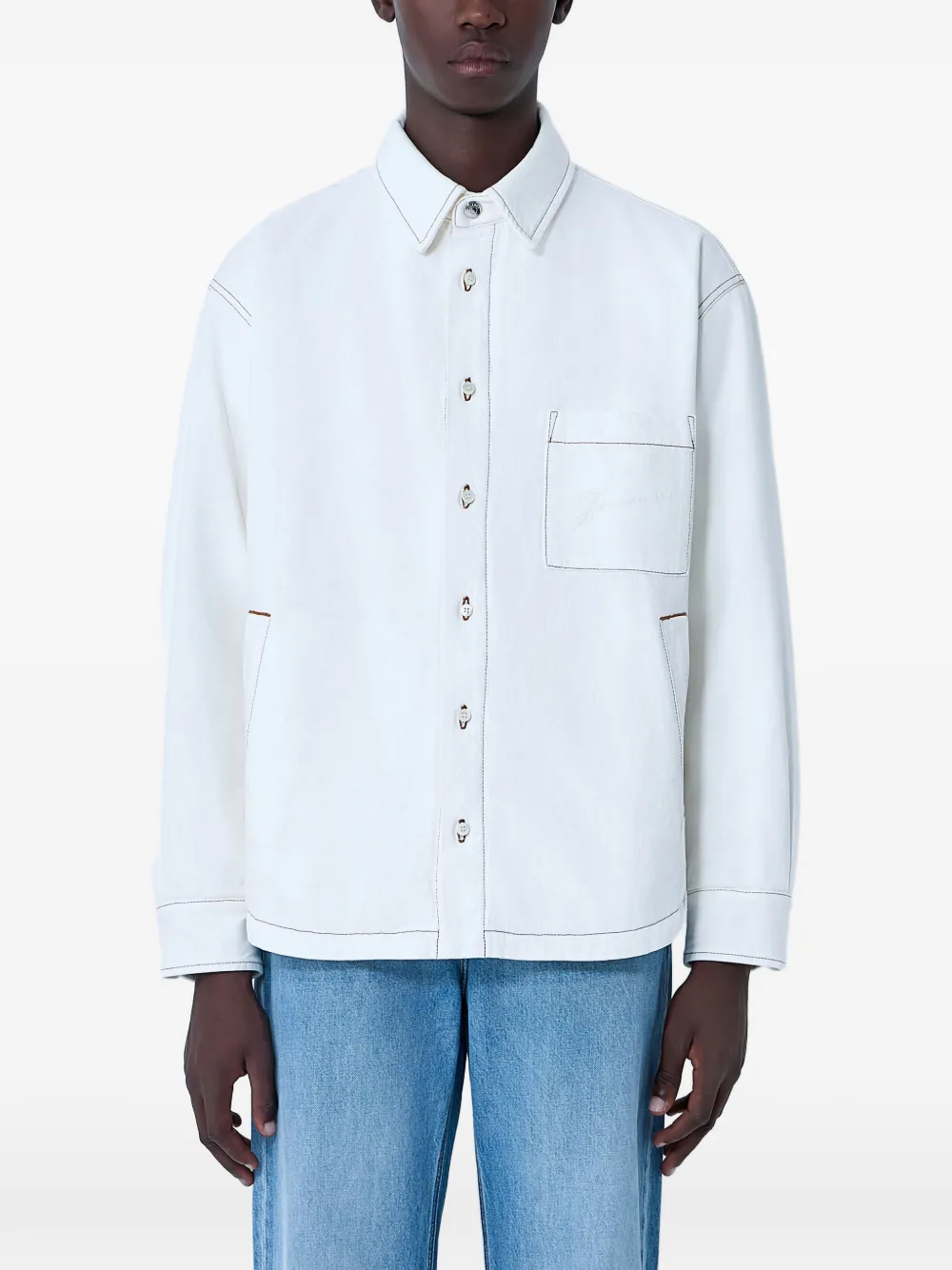 

Рубашка с нагрудным карманом на пуговице Jacquemus, белый