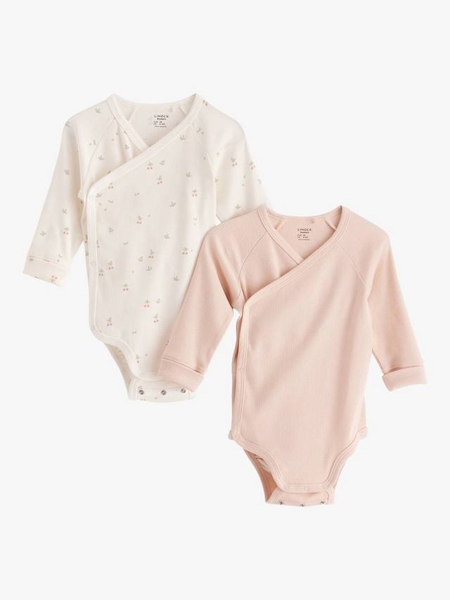 

Детские боди-обертки из органического хлопка Lindex, цвет Light Pink/Multi