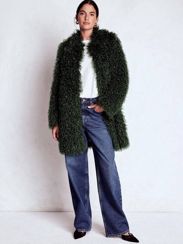 

Пушистое пальто из искусственного меха Boden, Kale Leaf