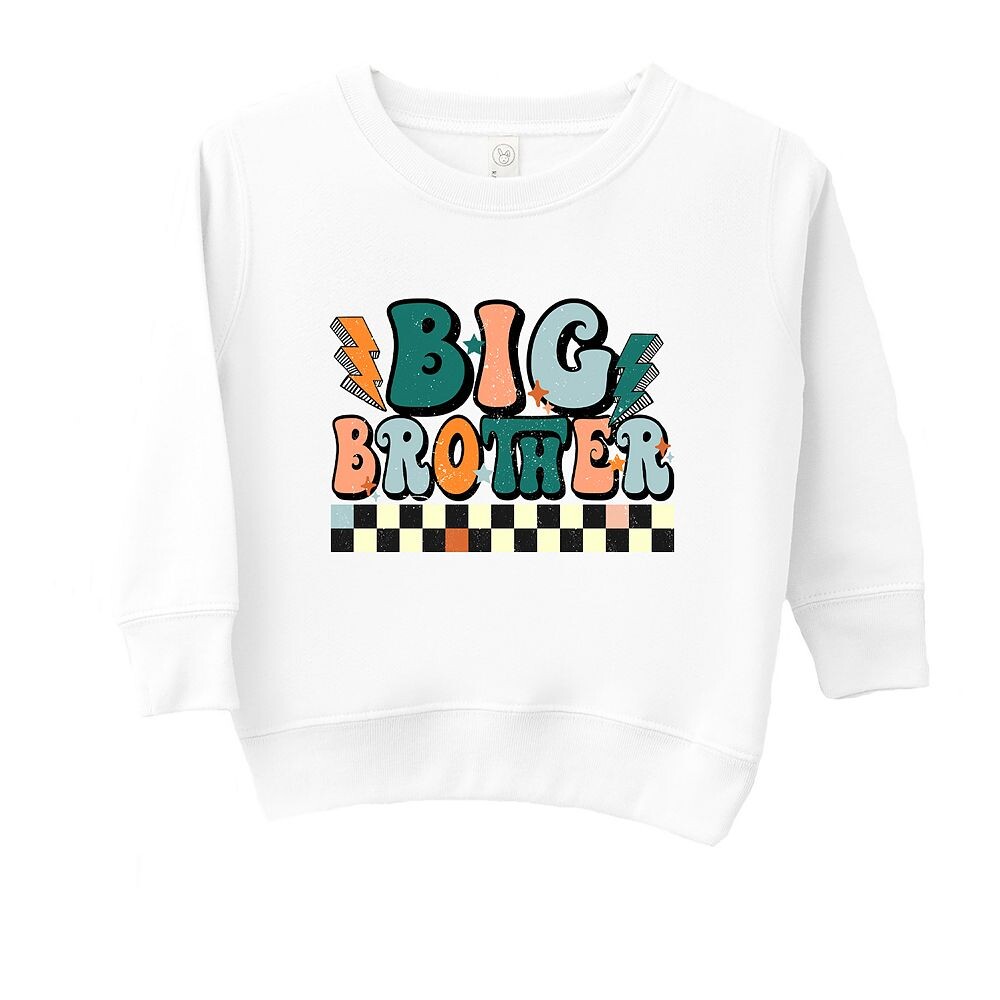 Клетчатый свитшот с рисунком для малышей Big Brother The Juniper Shop, белый