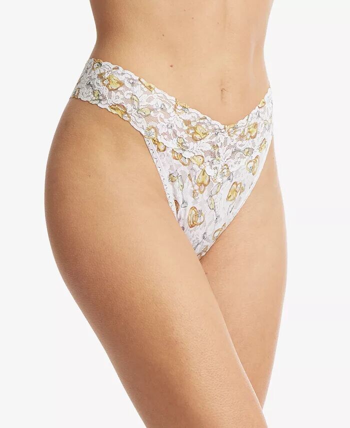 

Трусики с оригинальной посадкой из кружева с принтом Signature Hanky Panky, желтый