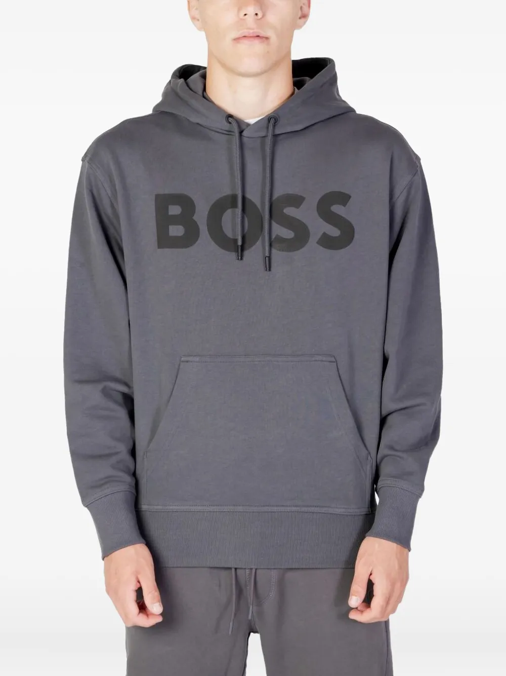 Худи с логотипом BOSS, серый
