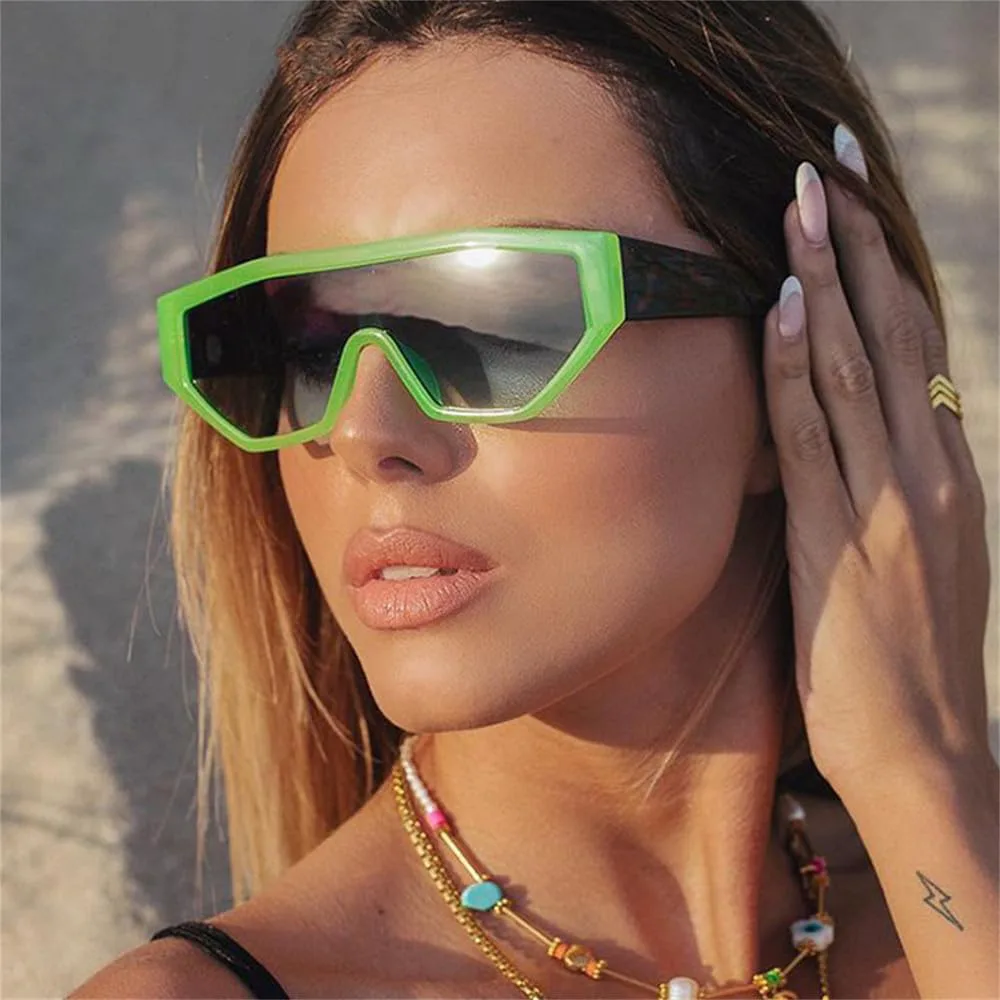 

1 шт. Женские солнцезащитные очки в стиле ретро с градиентным переходом цвета, защита от УФ-излучения UV400. Мужские солнцезащитные очки LANGSER, Green Blue