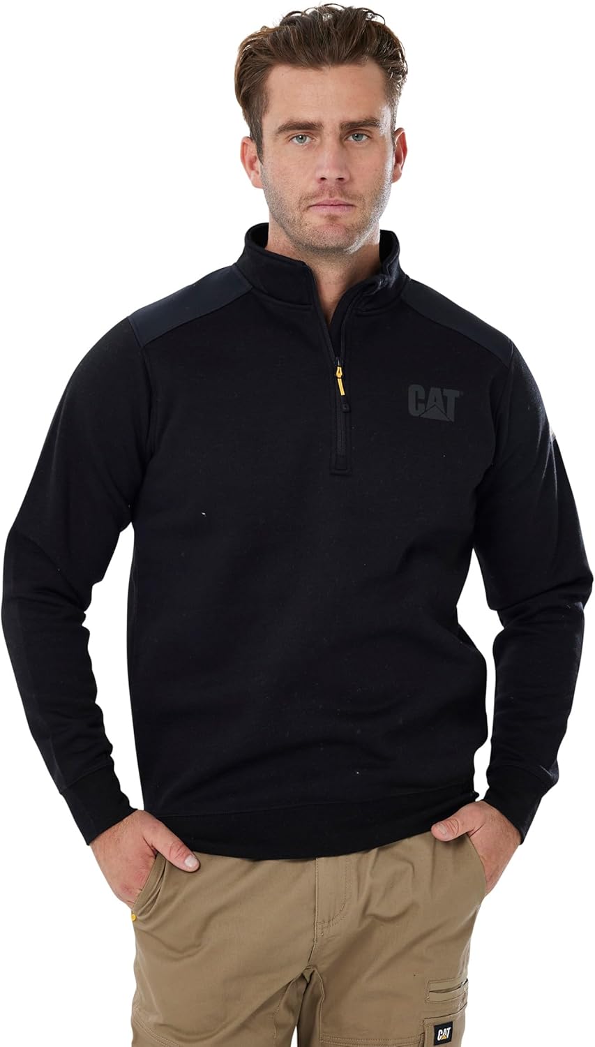 

CAT Caterpillar мужская базовая толстовка с молнией на 1/4, Black