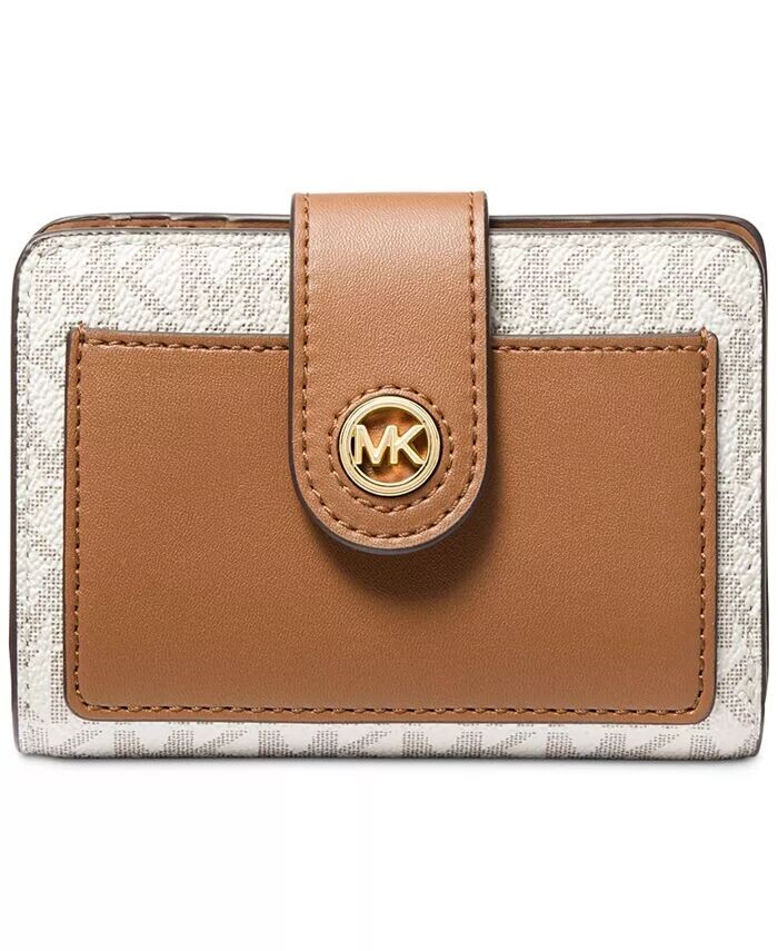 

Компактный карманный кошелек Charm Small Tab Michael Kors, коричневый/бежевый