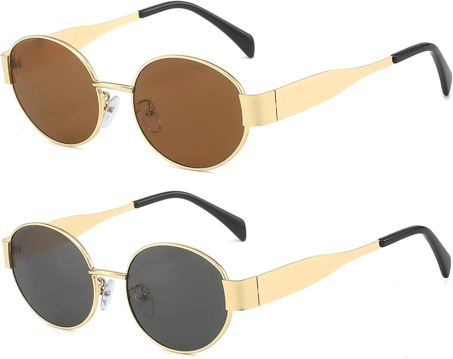 

Солнцезащитные очки YAMEIZE в стиле ретро 90-х годов, овальные, с металлической оправой, классические круглые, для женщин и мужчин, с защитой UV400, для активного отдыха, Gold Grey+gold Brown