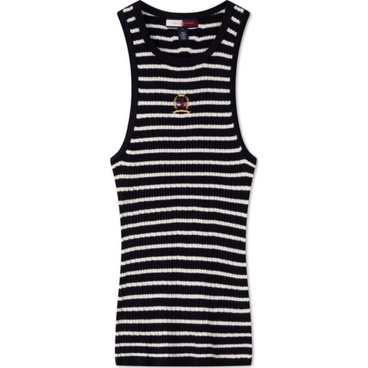 Tommy Hilfiger Топ-майка женская navy blue в белую полоску — фото 3