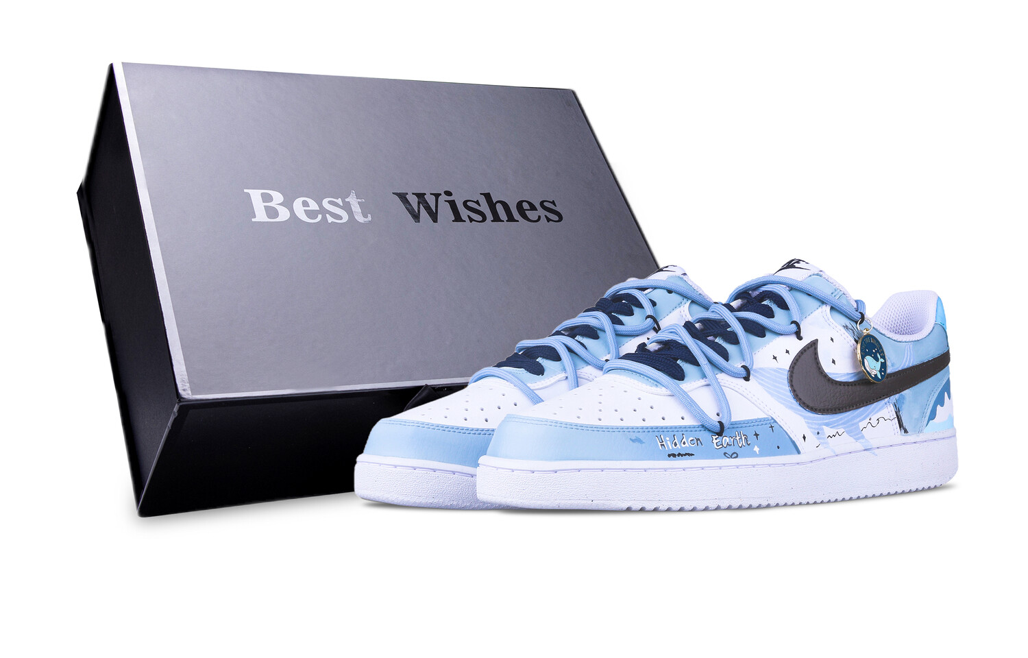 

Кроссовки Nike Court Vision 1 Skateboarding Shoes Men Low-top White/blue/black, синий/белый