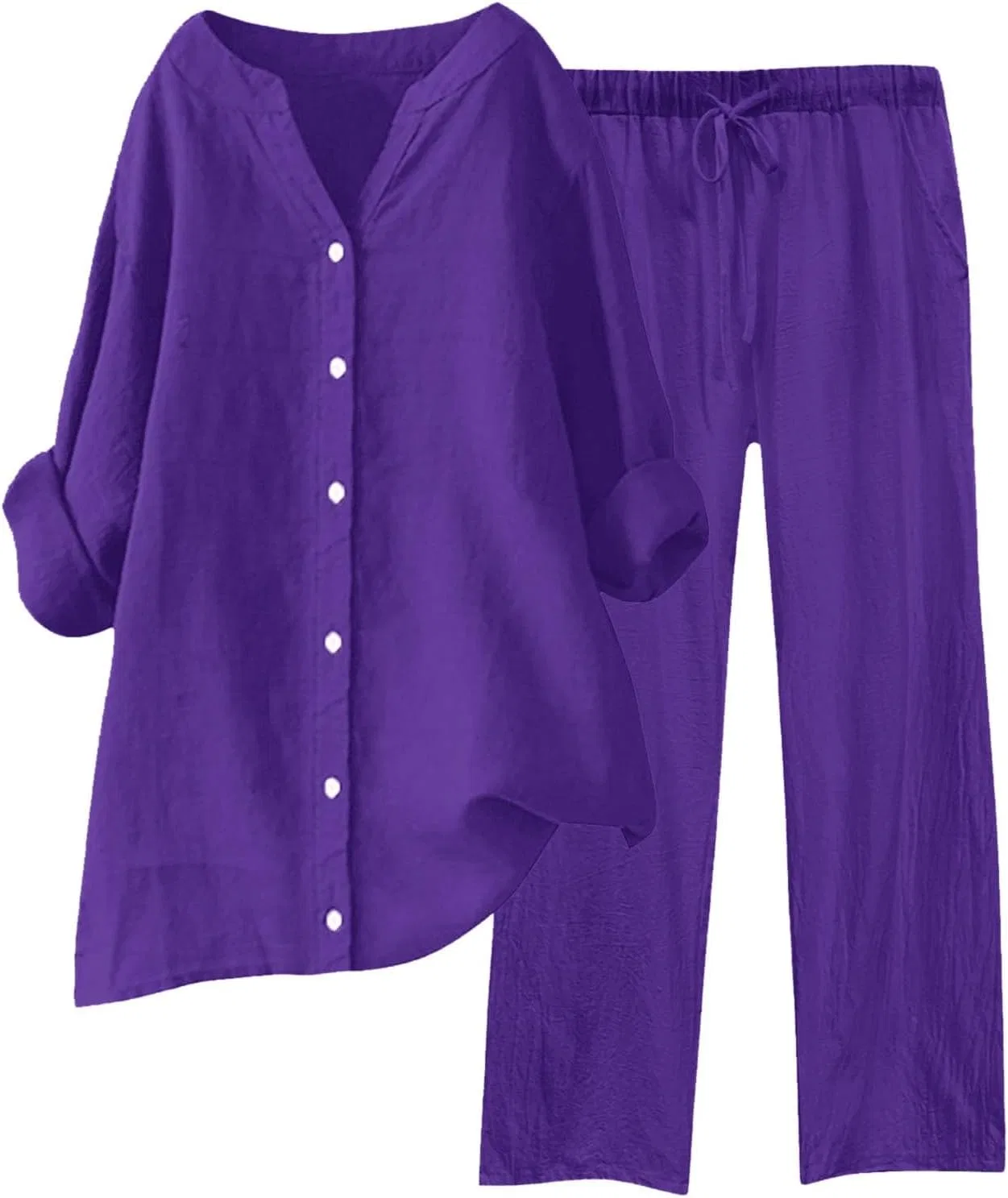 Женский спортивный костюм из хлопка и льна, Z02-purple