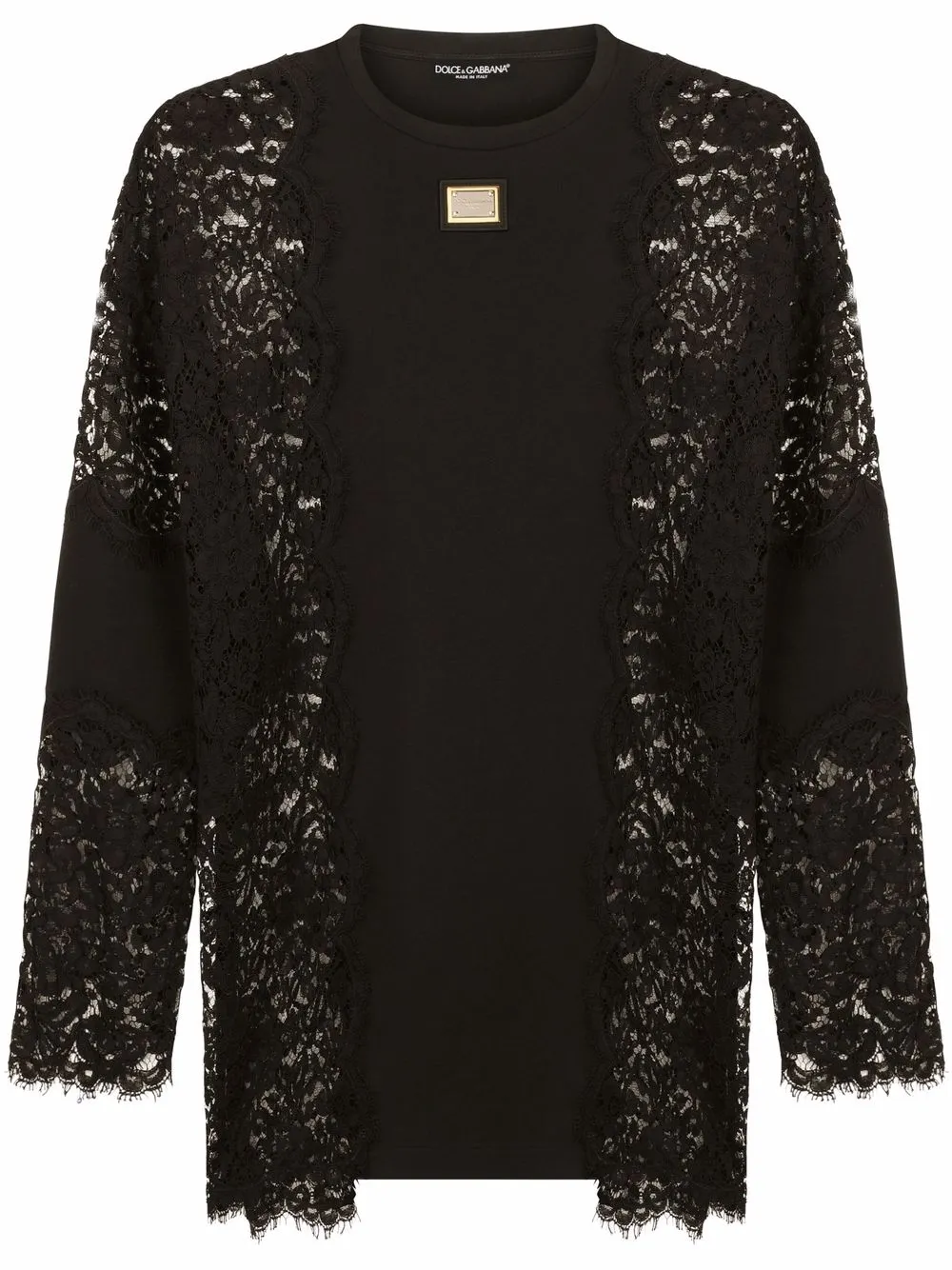 

Толстовка с длинными рукавами и кружевом DOLCE & GABBANA, черный
