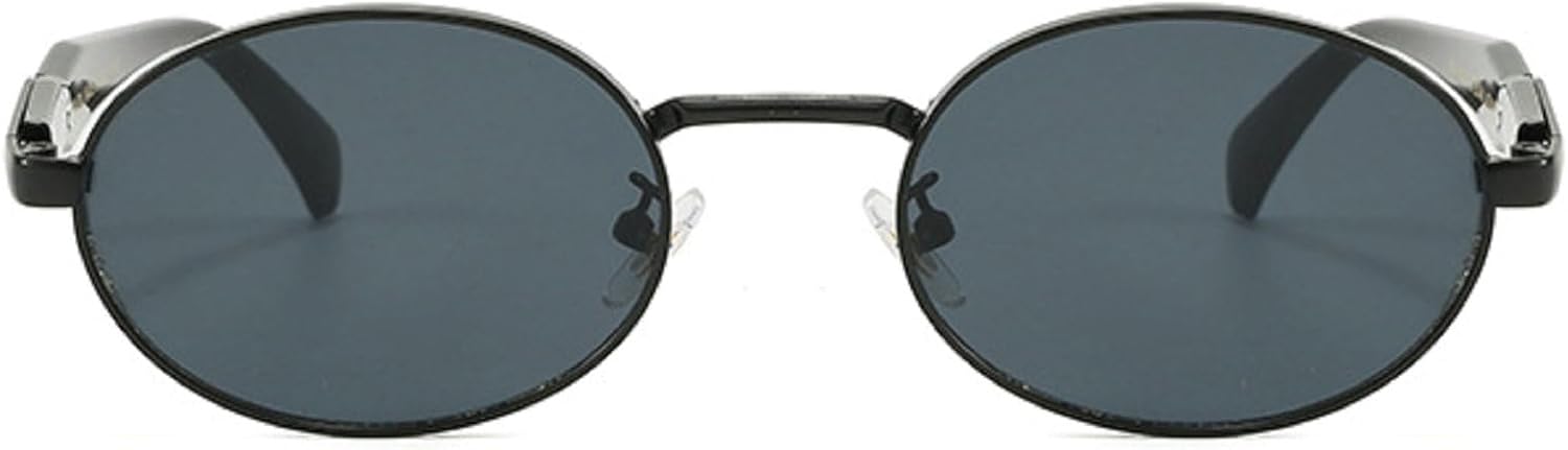 

Маленькие овальные металлические солнцезащитные очки для женщин, модные солнцезащитные очки в круглой оправе для мужчин, ретро-панк, унисекс, защита от ультрафиолета UV400 N45 mincl, Black