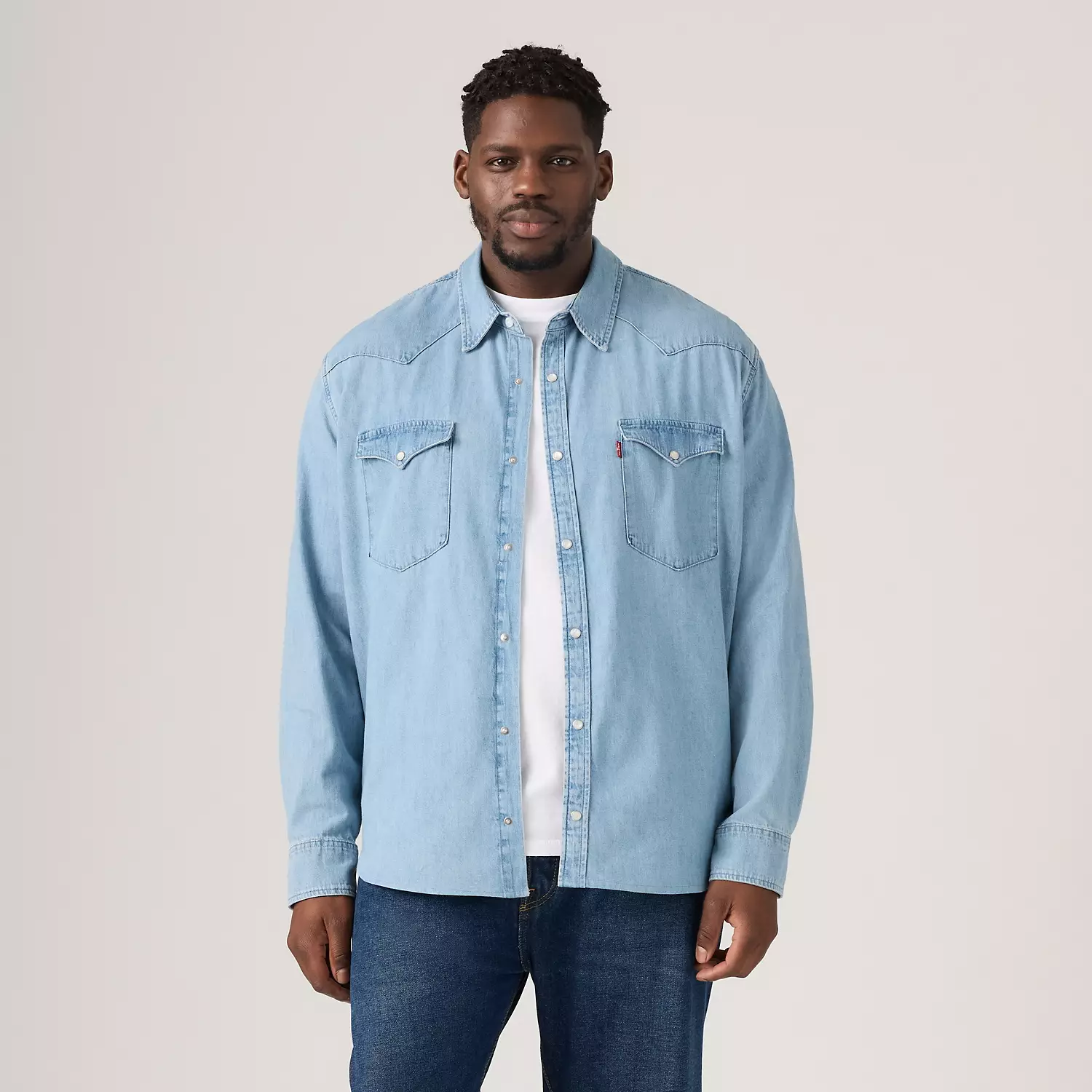 Классическая рубашка стандартного западного кроя (большая) Levi's, цвет Franklin Stonewash - Medium Wash — фото 2