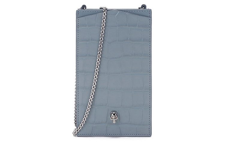 

Alexander McQueen Кожаный чехол для телефона через плечо женский сине-серый