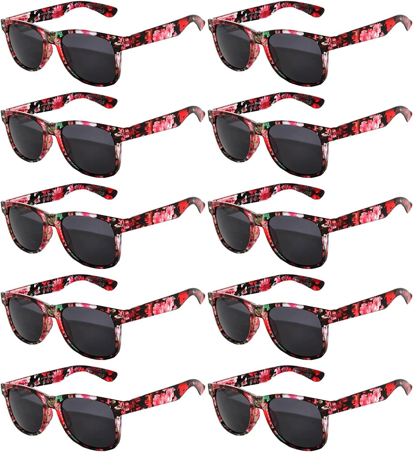 

Солнцезащитные очки OWL, набор из 10 пар, для женщин и мужчин, винтажные ретро-очки с дымчатыми линзами и защитой от УФ-излучения, прямоугольные солнцезащитные очки унисекс, Floral Red