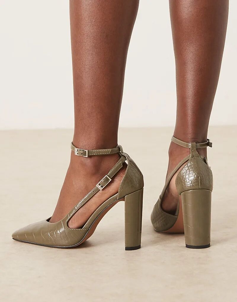 Туфли Posie на высоком каблуке ASOS DESIGN из оливкового крокодила — фото 3