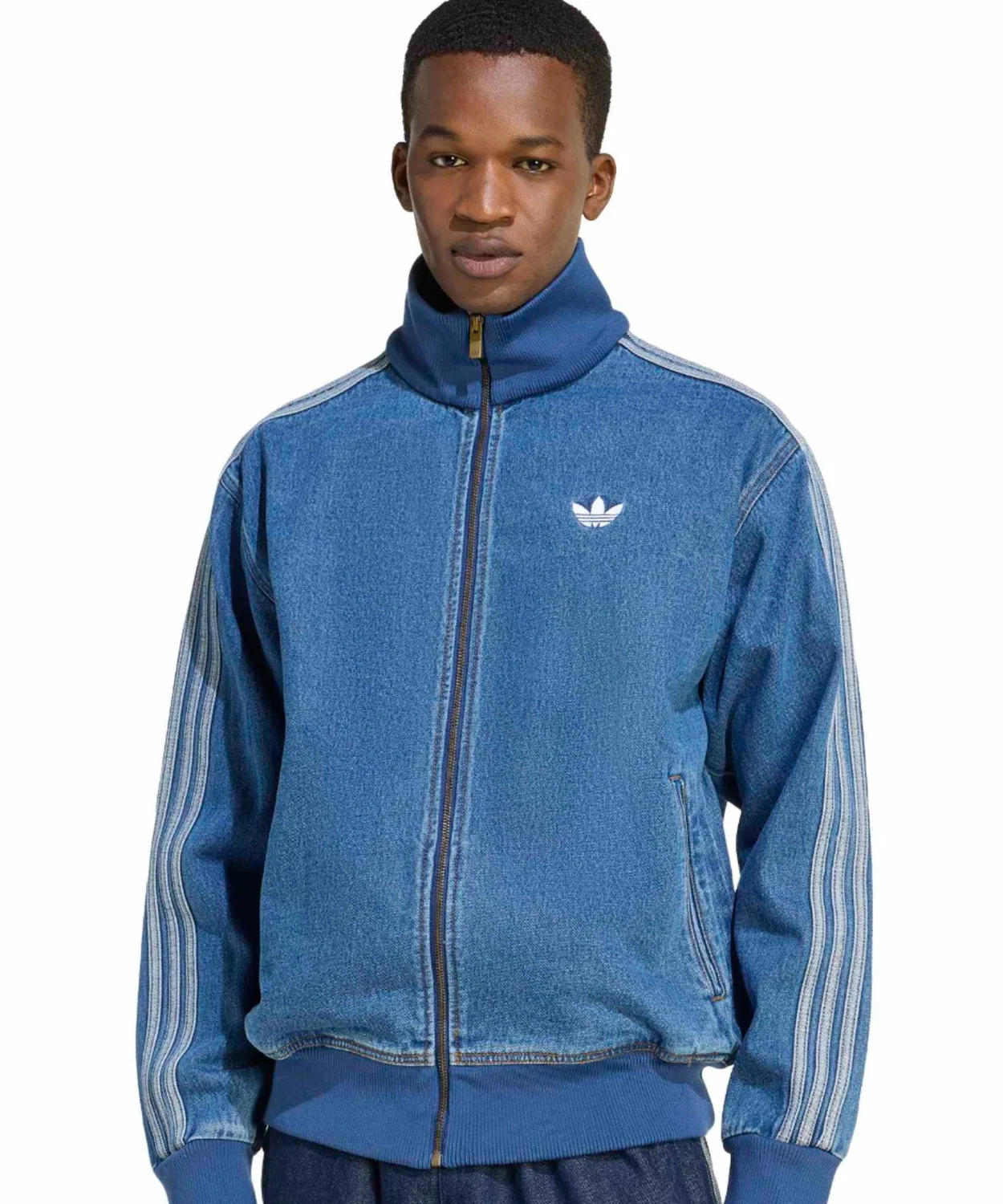 Трак топ adidas ADICOLOR DENIM FIREBIRD, деним, индиго — фото 4