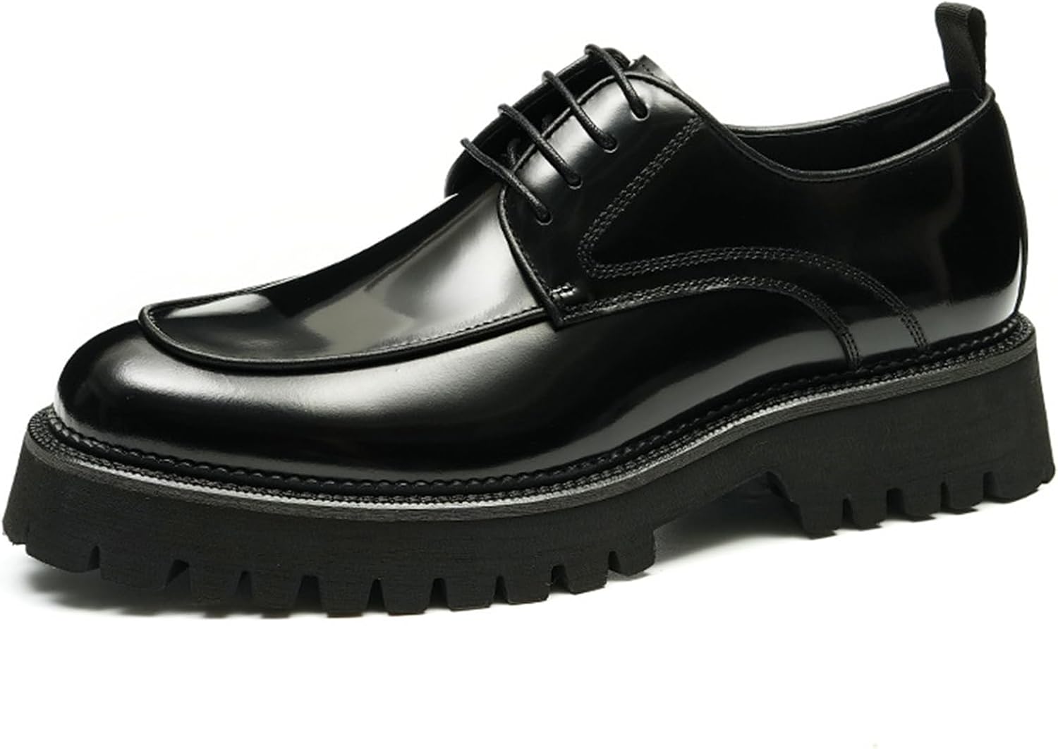 

Мужские туфли из натуральной кожи с шнуровкой, туфли-дерби на высоком каблуке для официального делового стиля Hlasmspe, черный