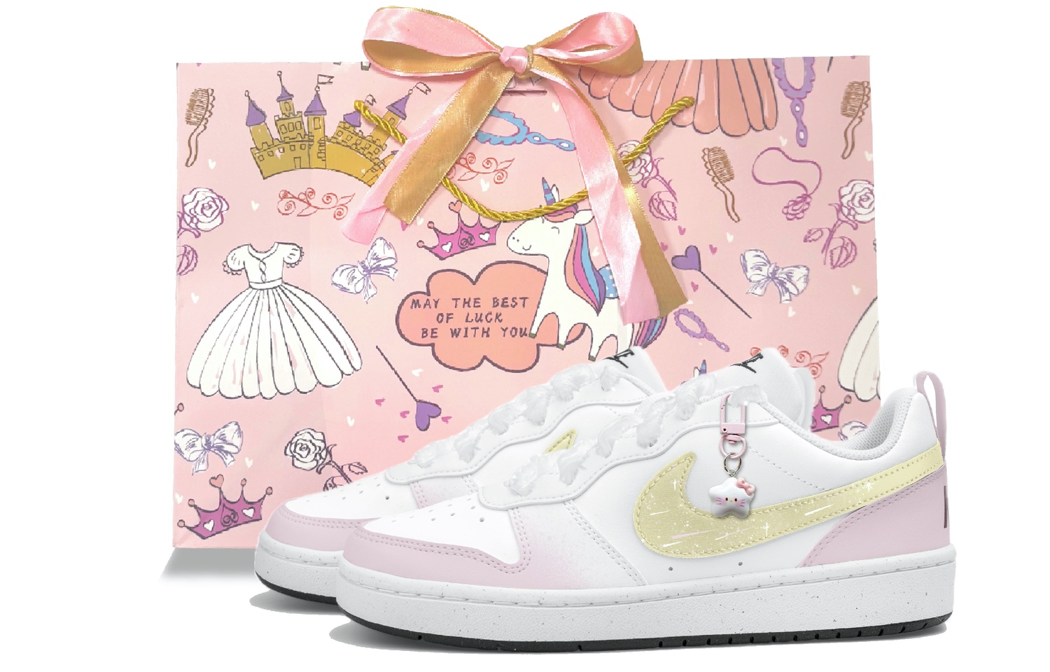 

Nike Court Borough Low top детские скейтбординг кроссовки White Pink для подростков