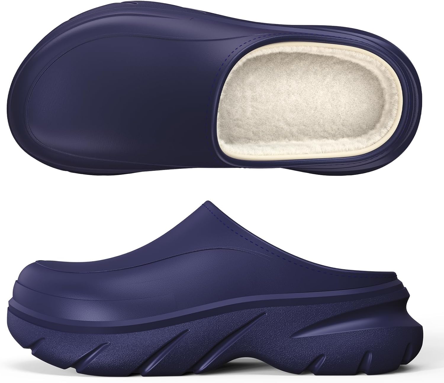 

Унисекс зимние водонепроницаемые тапочки YASSIA для улицы, с пушистой подкладкой, нескользящие, с резиновой подошвой, для дома и улицы, комфортные в холодную погоду, темно-синий