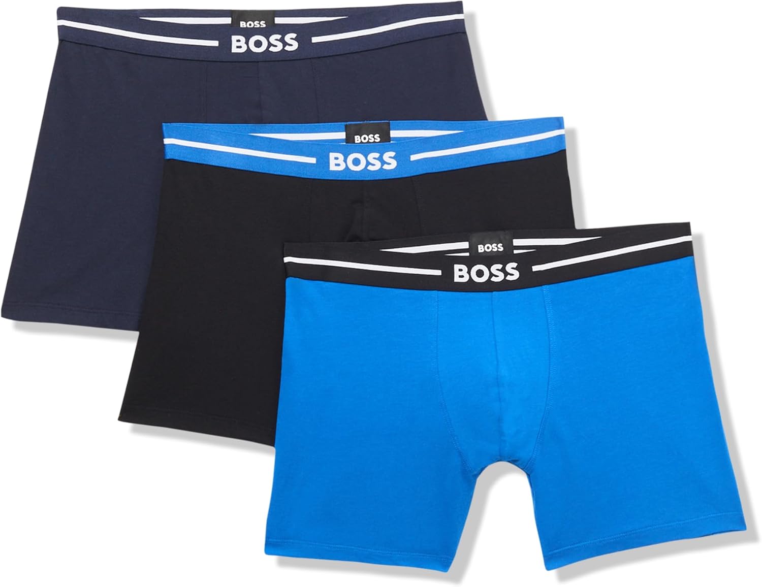 

Мужские трусы-боксеры Boss из эластичного хлопка, упаковка из 3 шт., Pepper Black/Nautical Blue/Navy
