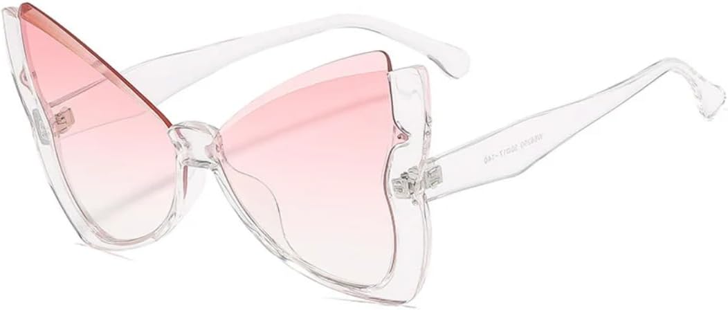 

Роскошные безободковые солнцезащитные очки-бабочки для женщин, модные, винтажные, для вечеринок, путешествий, панка, с защитой от ультрафиолета UV400 TVTBBVV, Clearlightpink