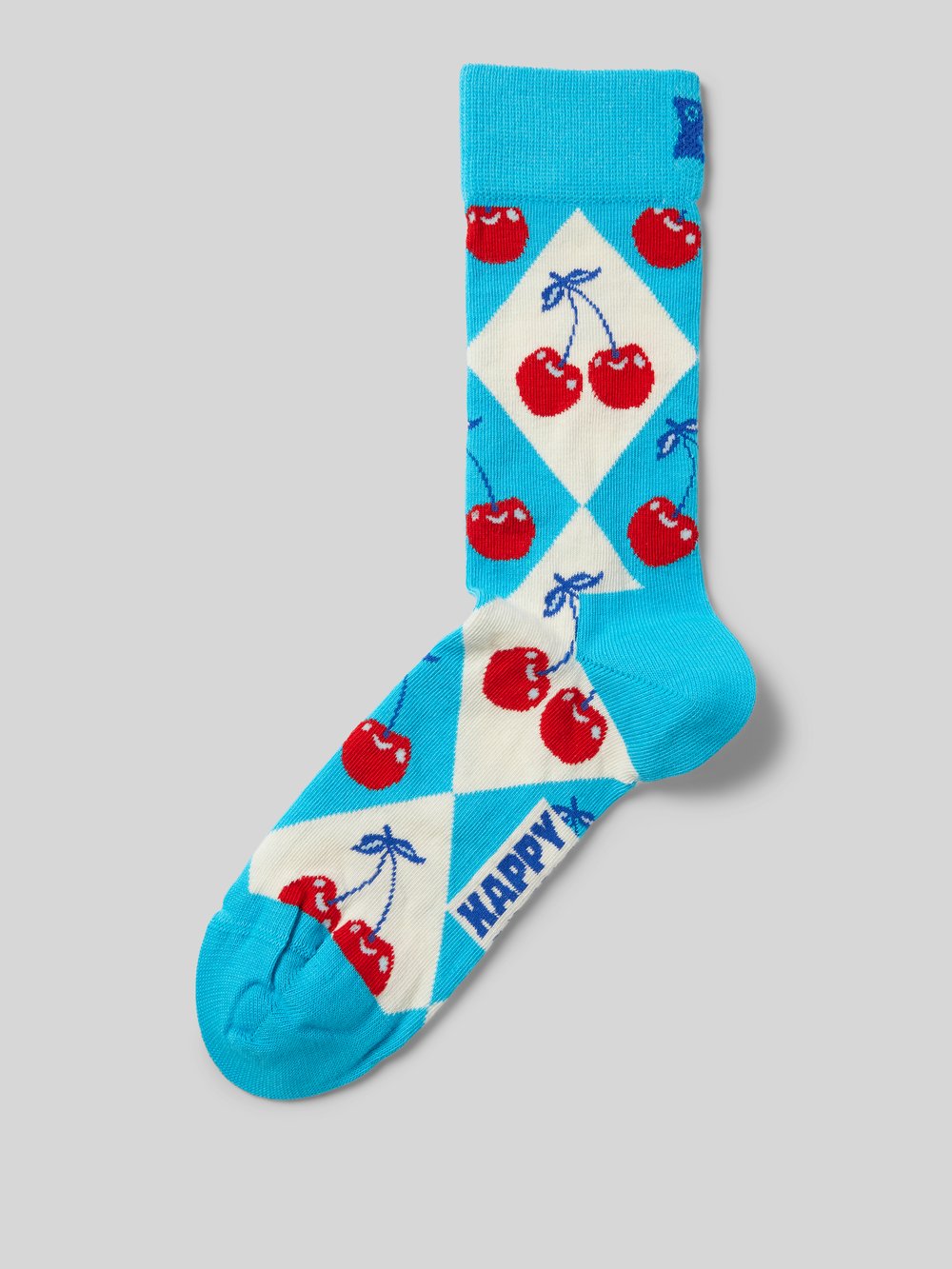 

Носки с добавлением эластичного материала, модель «Cherry Argyle» Happy Socks, бирюзовый