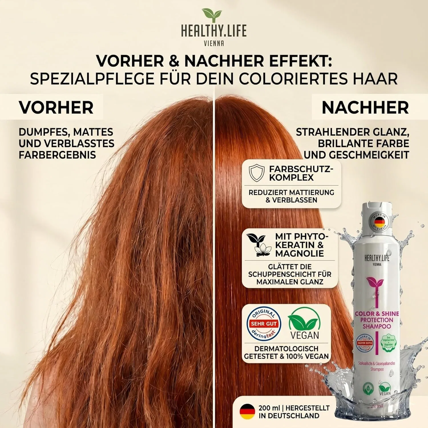 Шампунь HLV Colour & Shine Protecting с кератином и магнолией 200 мл Healthy.Life Vienna — фото 2