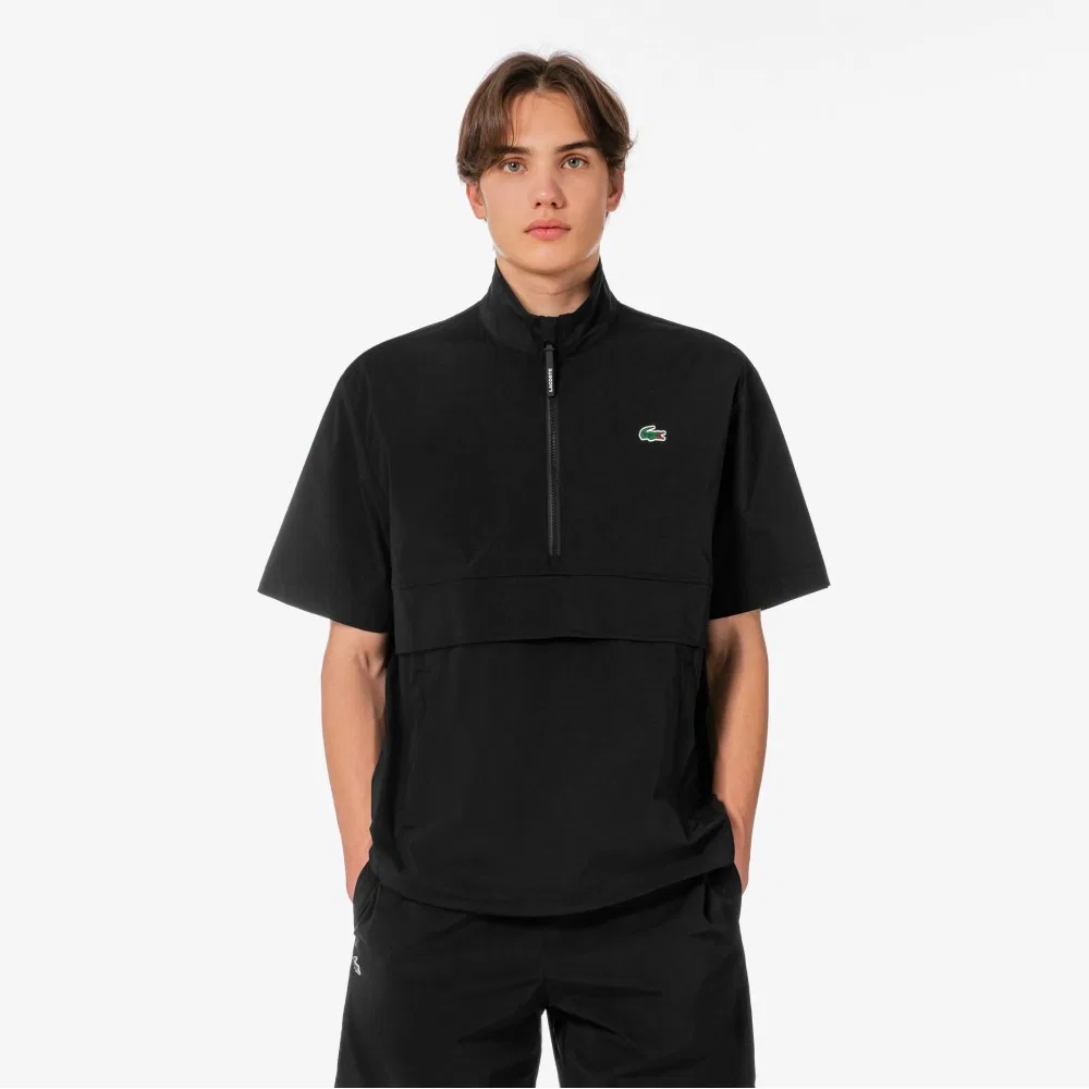 Мужской эластичный тканый анорак чёрный от Lacoste — фото 4