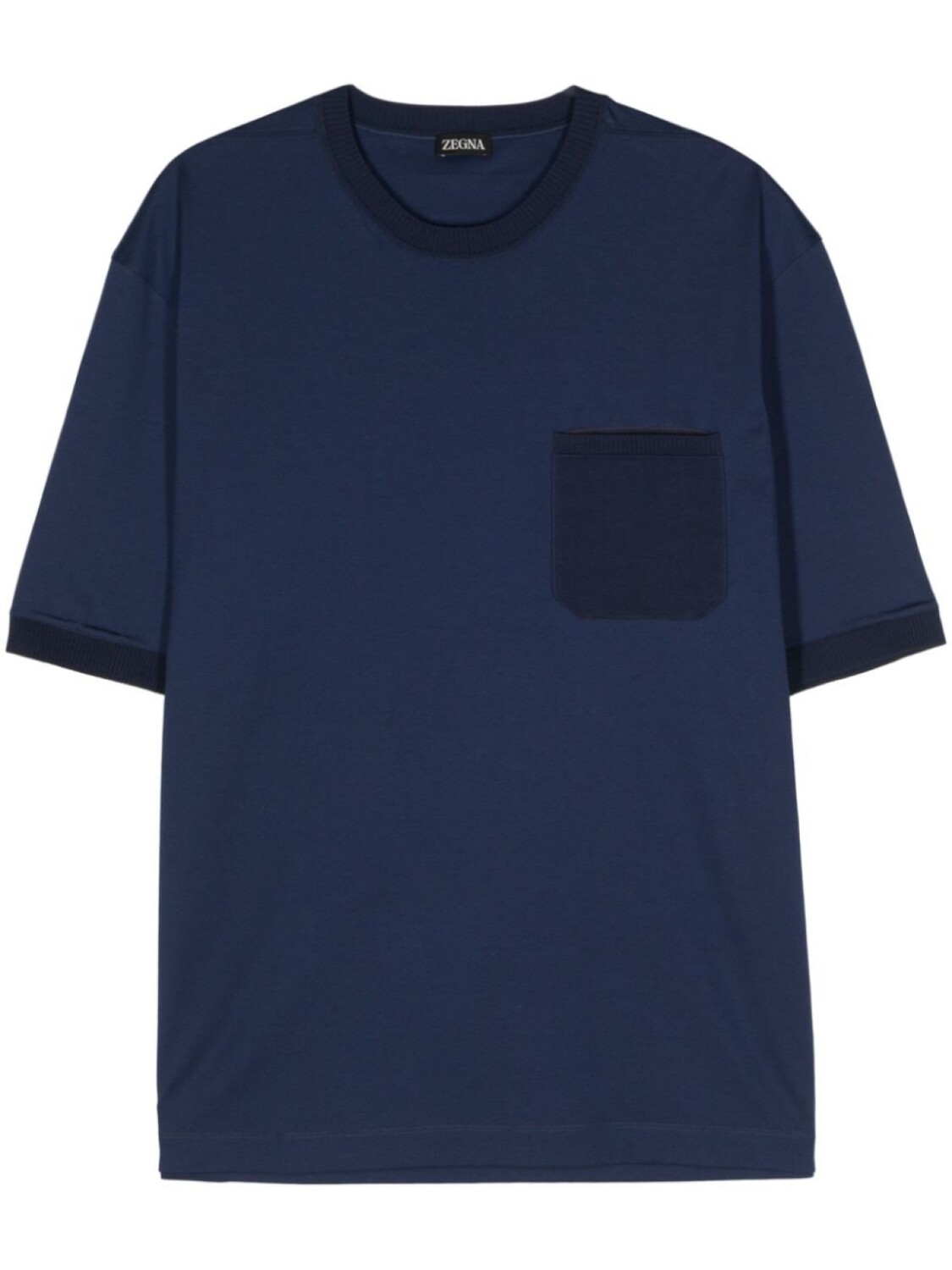 

Zegna футболка с отделкой в рубчик, синий