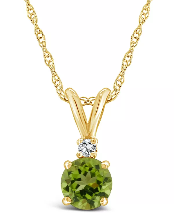 

Ожерелье с подвеской из 14-каратного желтого золота с перидотом (1 карат) и бриллиантами Macy'S, peridot