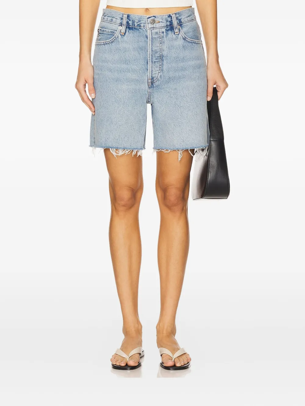 

Джинсовые шорты с необработанным краем Frame, синий