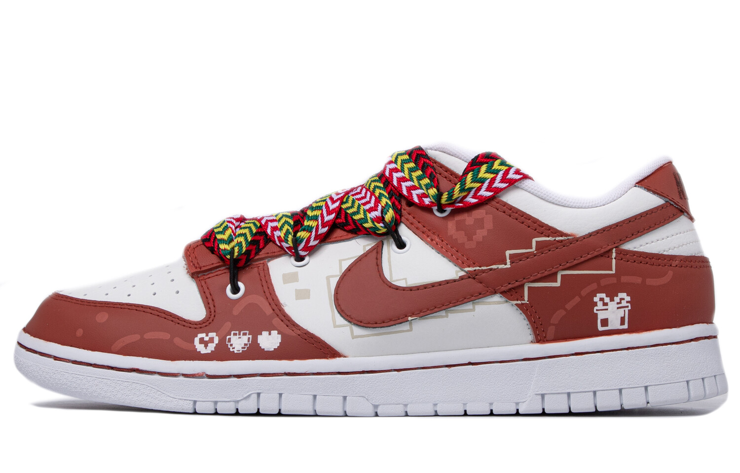 

Кроссовки Nike Dunk Skateboarding Shoes Men Low-top White/red/brown, белый/красный